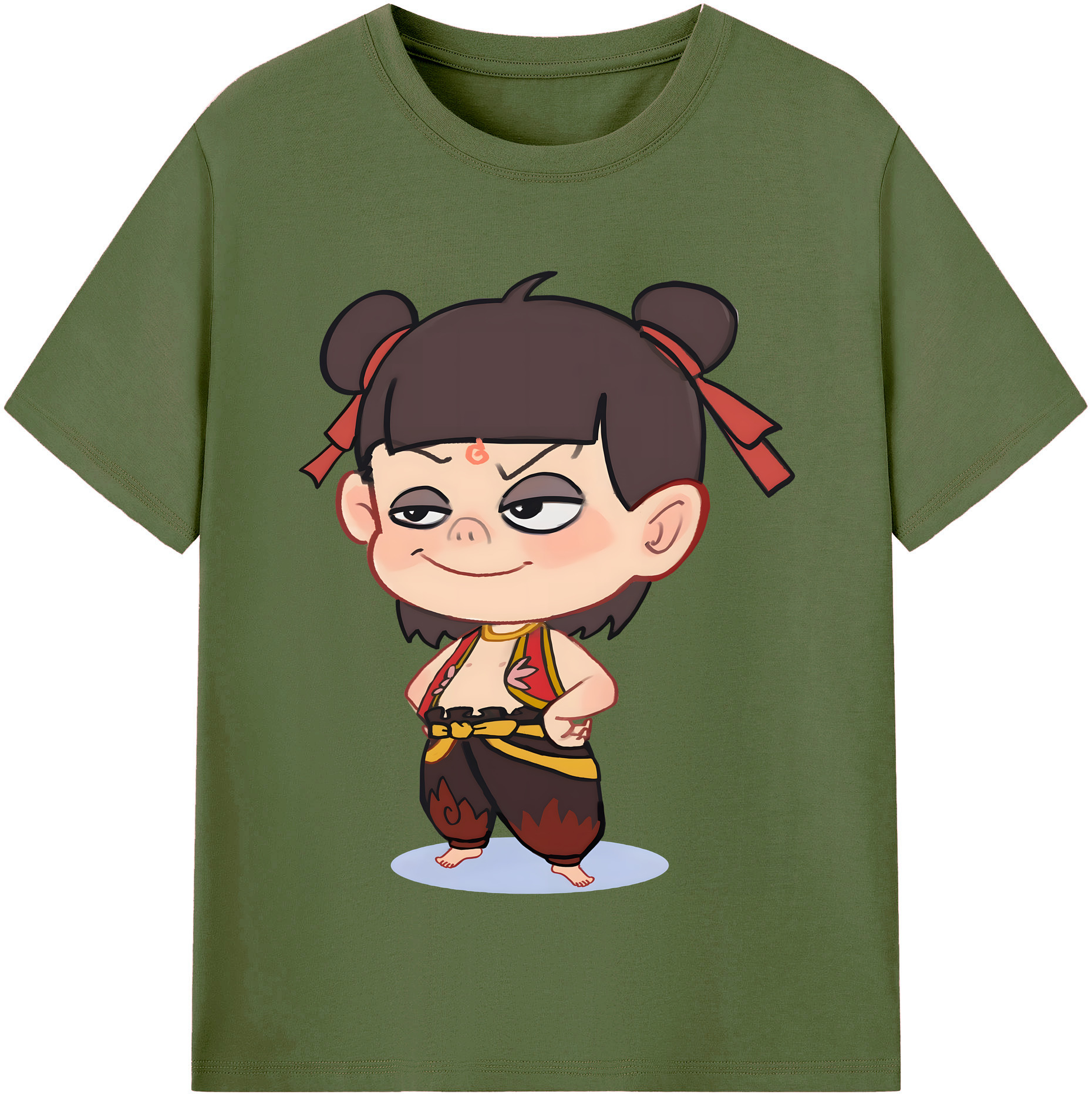（画像用） Ne Zha 2 ナタ 魔童の大暴れ 綿100％半袖Tシャツ（フロントプリント）